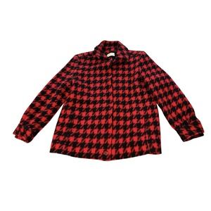 Vintage Pendleton Houndstooth Coat Red/black Sz 12 Women Button Closure Made USA